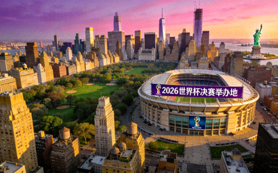 美国纽约市天际线，2026世界杯决赛举办地大都会人寿体育场所在城市