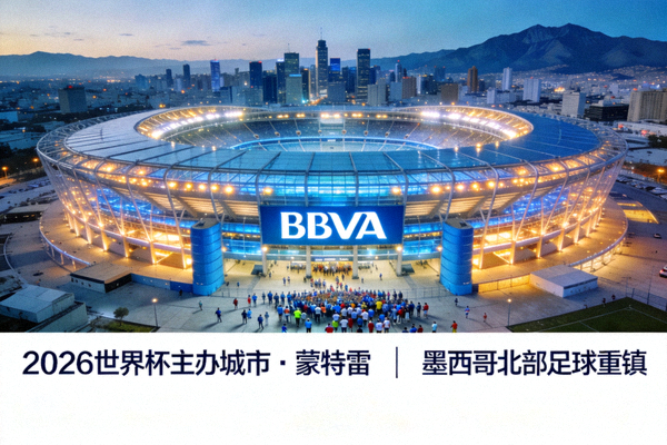 2026世界杯主办城市蒙特雷的BBVA体育场，现代感十足，墨西哥北部足球重镇