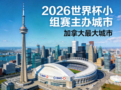 多伦多CN塔与BMO球场，2026世界杯小组赛主办城市，加拿大最大城市