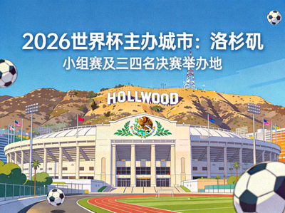 洛杉矶好莱坞标志与玫瑰碗体育场，2026世界杯小组赛及三四名决赛主办城市