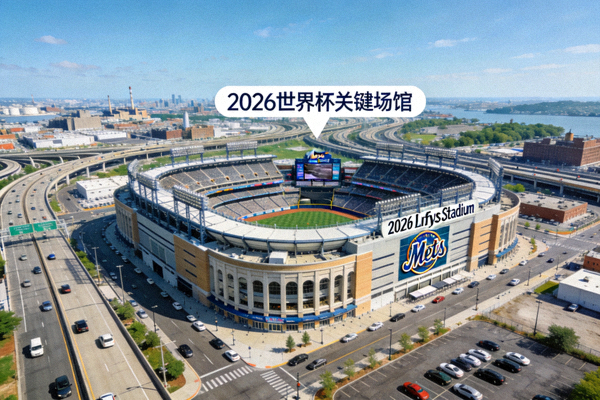 纽约大都会人寿体育场航拍图，2026世界杯关键场馆，位于新泽西州，交通便利